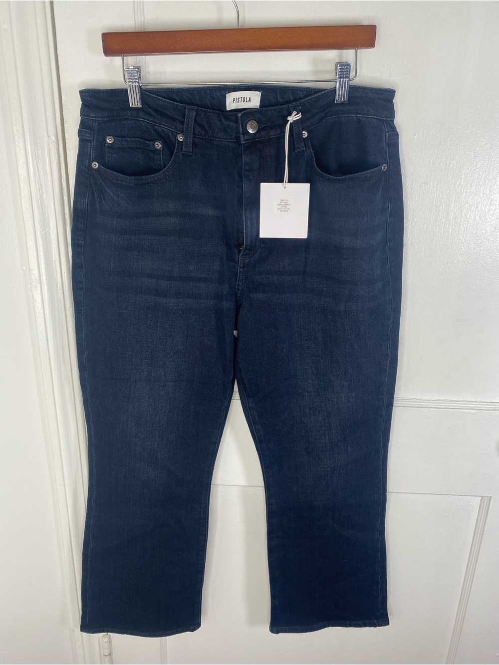 pistola NWT 32 High Rice Crop Navy Straight Boot Leg Women's Blue Jeans